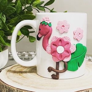 Coffee ☕️ lovers🦩💖🦩 Decorate mug polymer clay